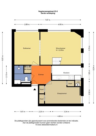 Floorplan - Vogelenzangstraat 23-3, 1058 SN Amsterdam